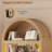 79.4" Tall Arched Cabinet, Modern 7-Tier Bookcase With Led Light And Adjustable Shelf For Living Room, Kitchen, Home Office, Oak-1501343326