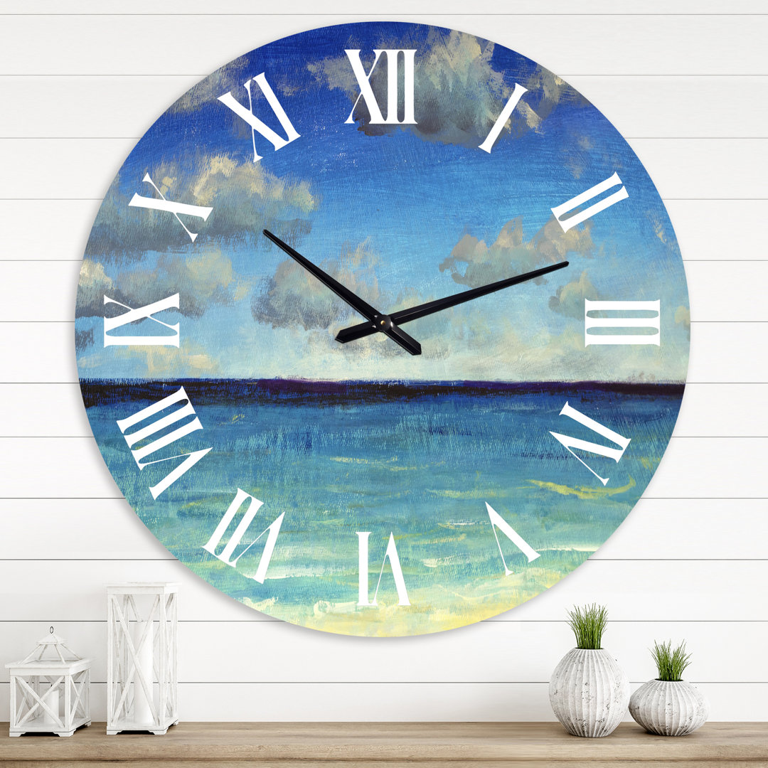 Fiji White Beach Blue Ocean - Coastal wall clock East Urban Home 