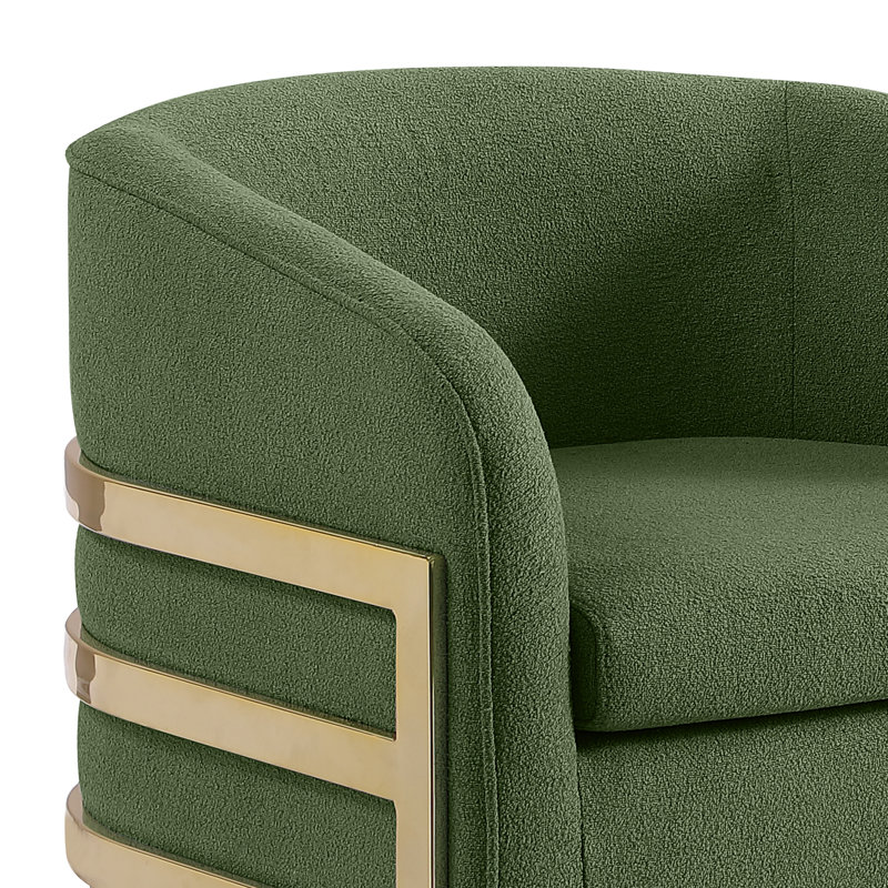 Chaise d'appoint Teddy avec structure en chrome, Vert, Doré