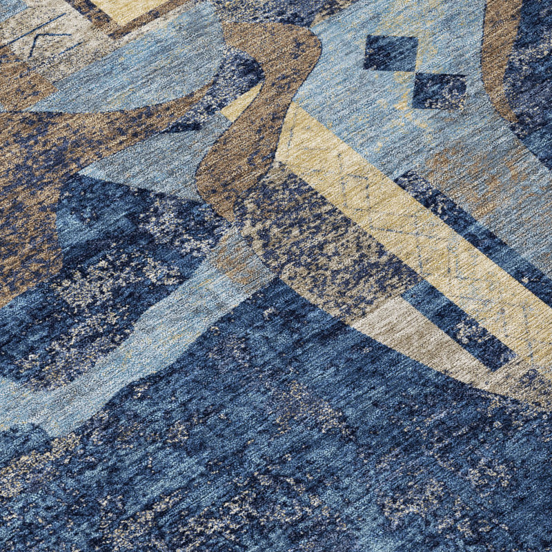 Tapis Chantille ACN3109 à motif animal, lavable à la machine, intérieur/extérieur, Marine, 9 pi x 12 pi