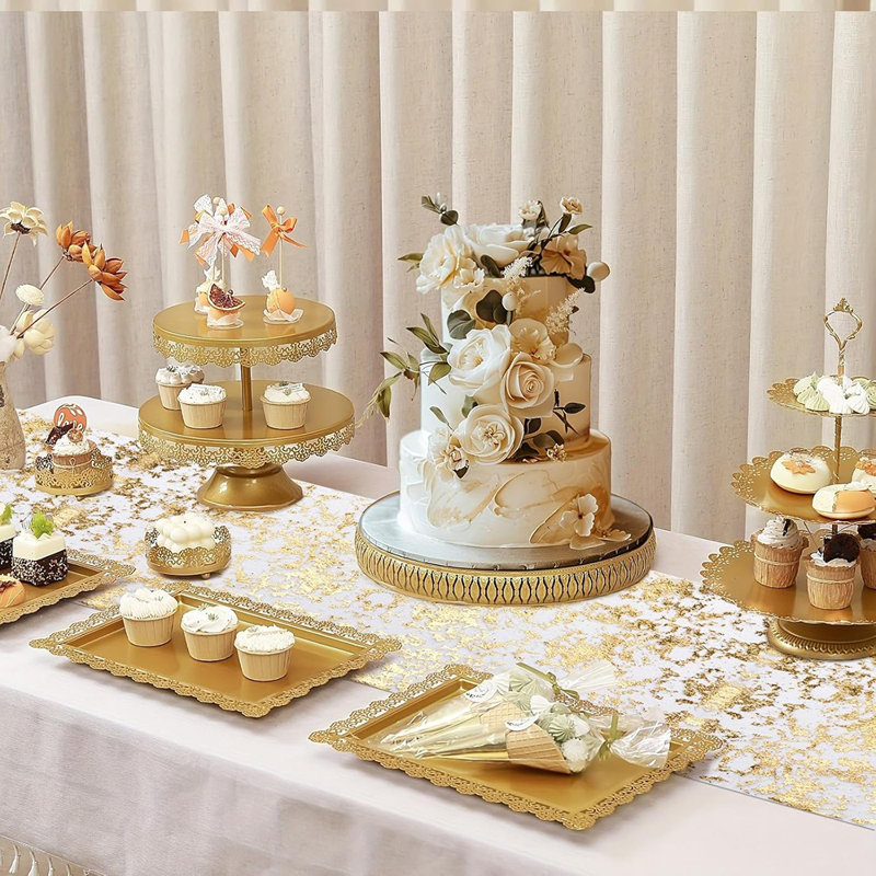 Table Runner – Gold – Sequin Glitter Metallic Foil, Thin Mesh Roll, Wedding & Party Centerpiece Decor