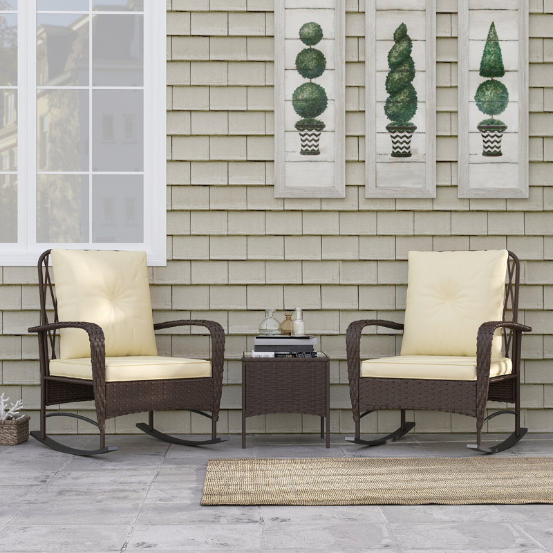 2 - Person Patio Dining Set with Square Table , Cushions Included