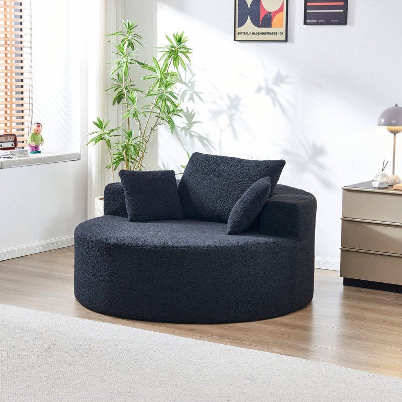 Canapé-lit simple en peluche éponge de 55 pouces, aucun assemblage requis, fauteuil-lit moderne moelleux pour le salon et la chambre à coucher
