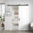 34"X84" White Primed 1-Panel Solid Core Sliding Barn Door With Installation Hardware Kit and One Sided Matte Black Pull(Door Slab Pre-assembled）-123292597
