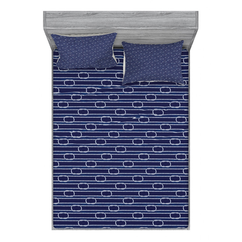 Microfiber Geometric Sheet Set, Full Sheet Set with Fitted Sheet