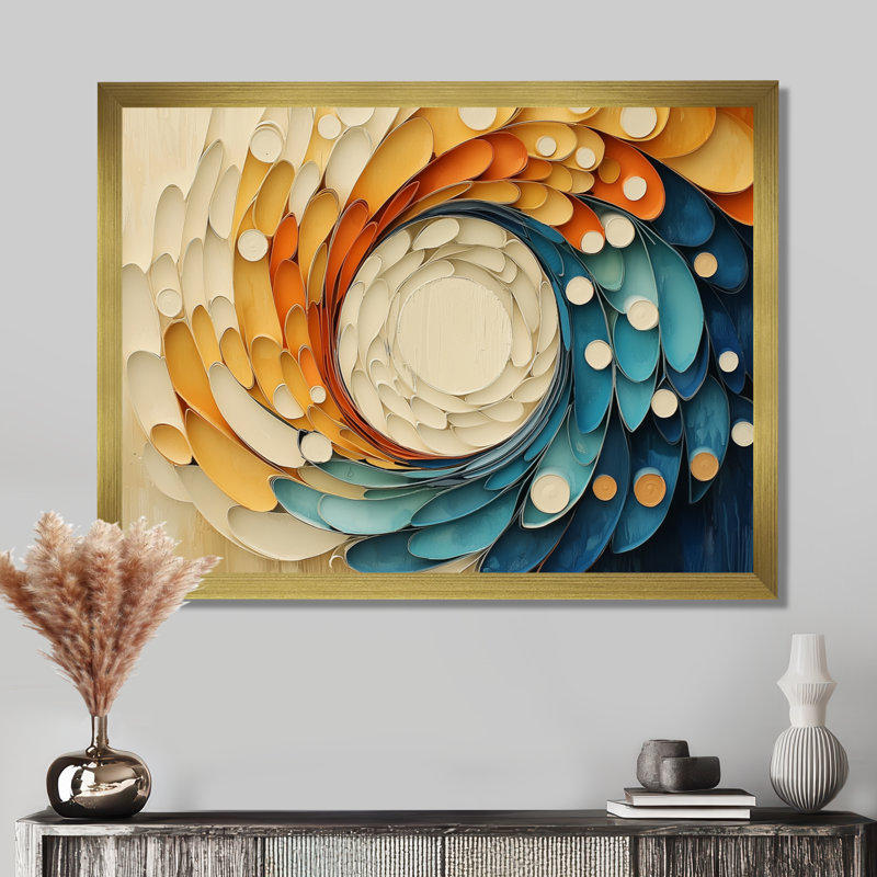 Biomorphism Vortex Of Nature II - Biomorphism, art mural, H 12 po x l 20 po, Avec cadre, Doré