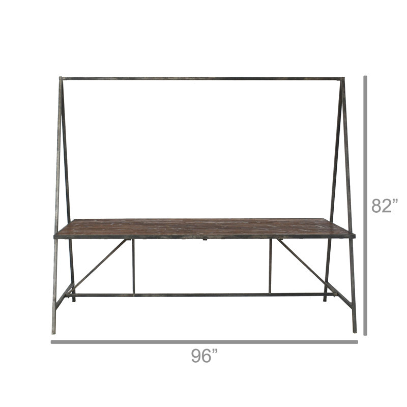 Solid Wood Top Metal Base Dining Table