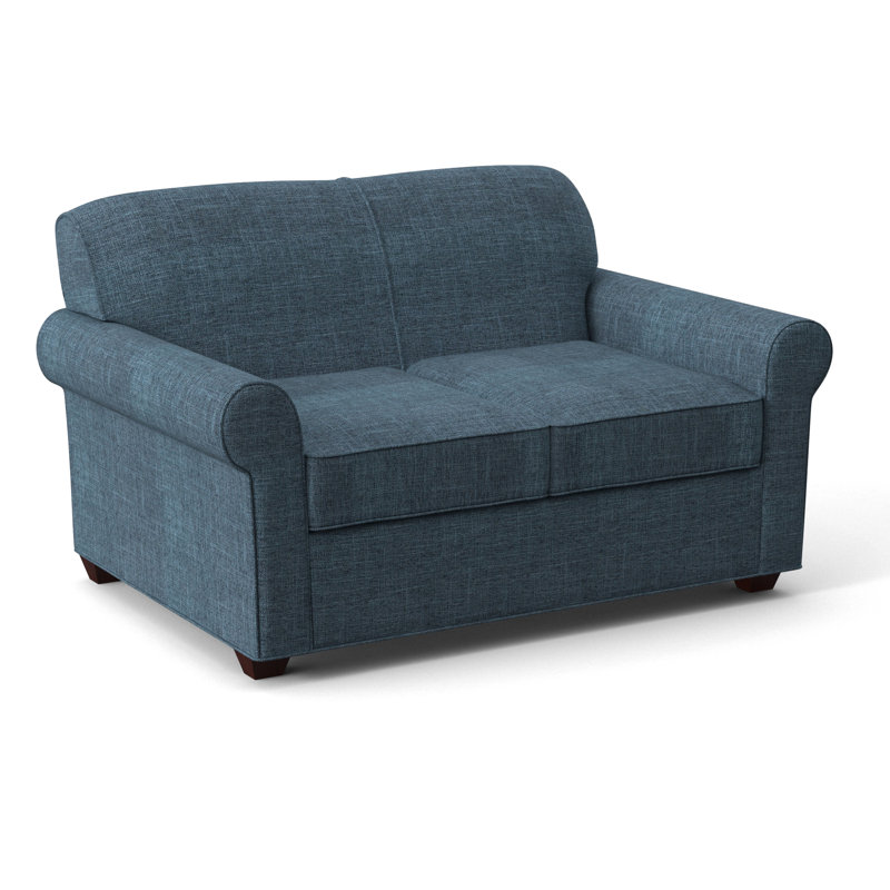 Finn 59" Rolled Arm Sofa Bed Loveseat with Reversible Cushions, Empire Mahogany, Archetype Anchor