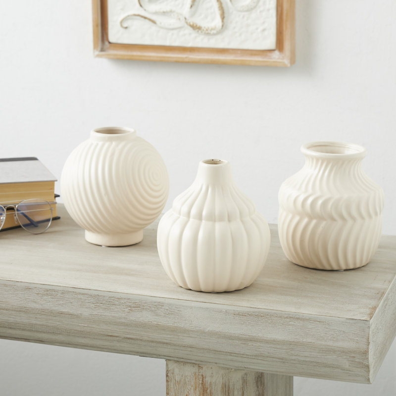 Vase de table en céramique Milanni, Crème, Grand