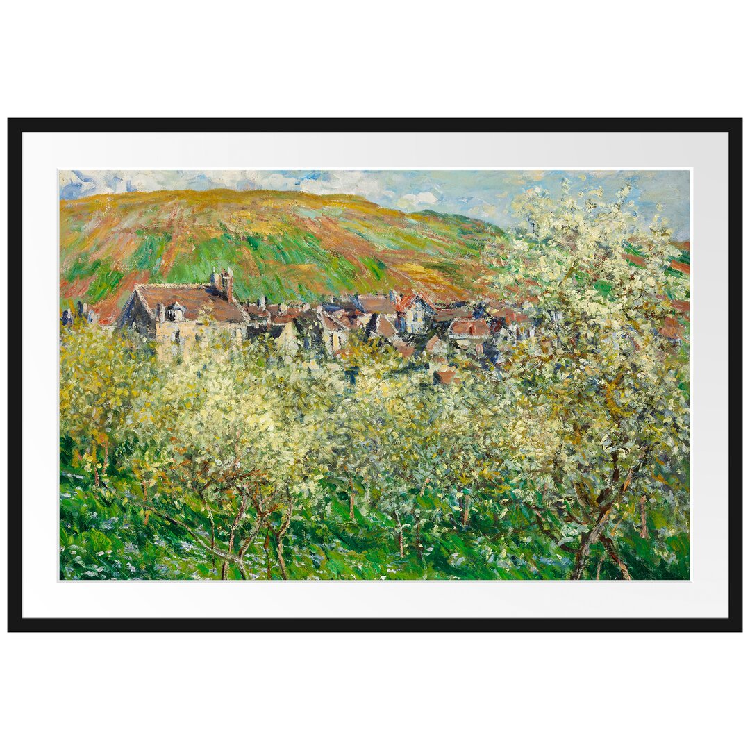 Gerahmtes Poster Flowering Plum Trees von Claude Monet