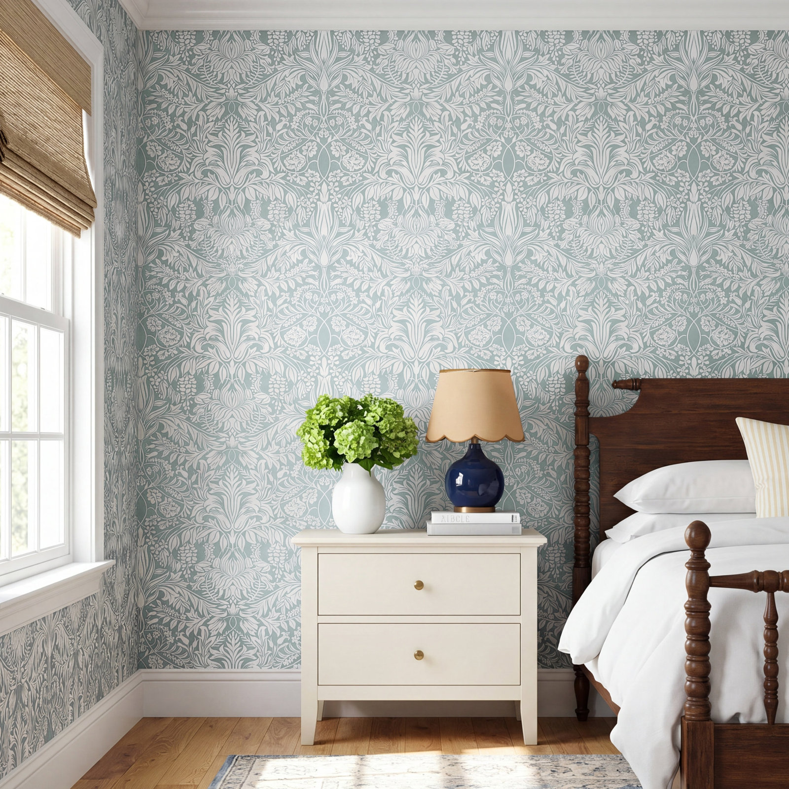 Harmonia Floral Wallpaper, Light Blue