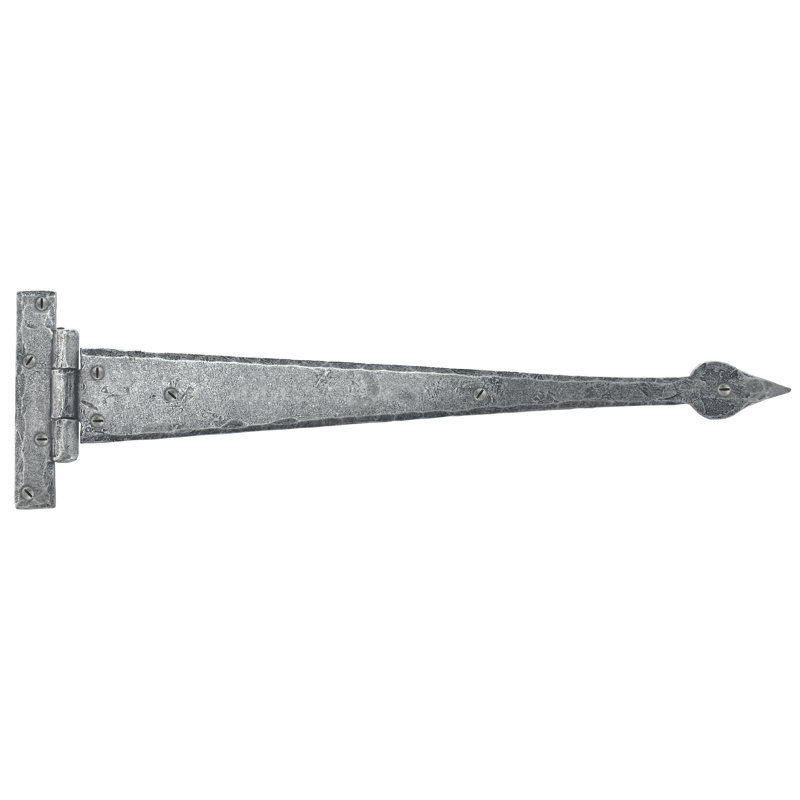 13cm H x 46.6cm W Surface Mount Pair Door Hinges, Pewter Patina