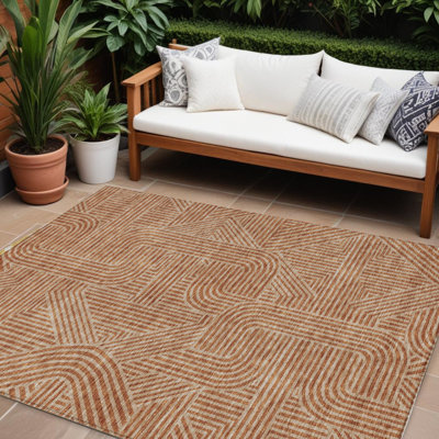 Tapis extérieur lavable abstrait en terre cuite 8 pi x 10 pi