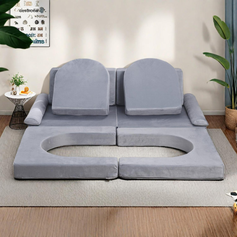 Canapé modulaire 10 pièces pour tout-petits avec accoudoirs et coussins convertibles en mousse