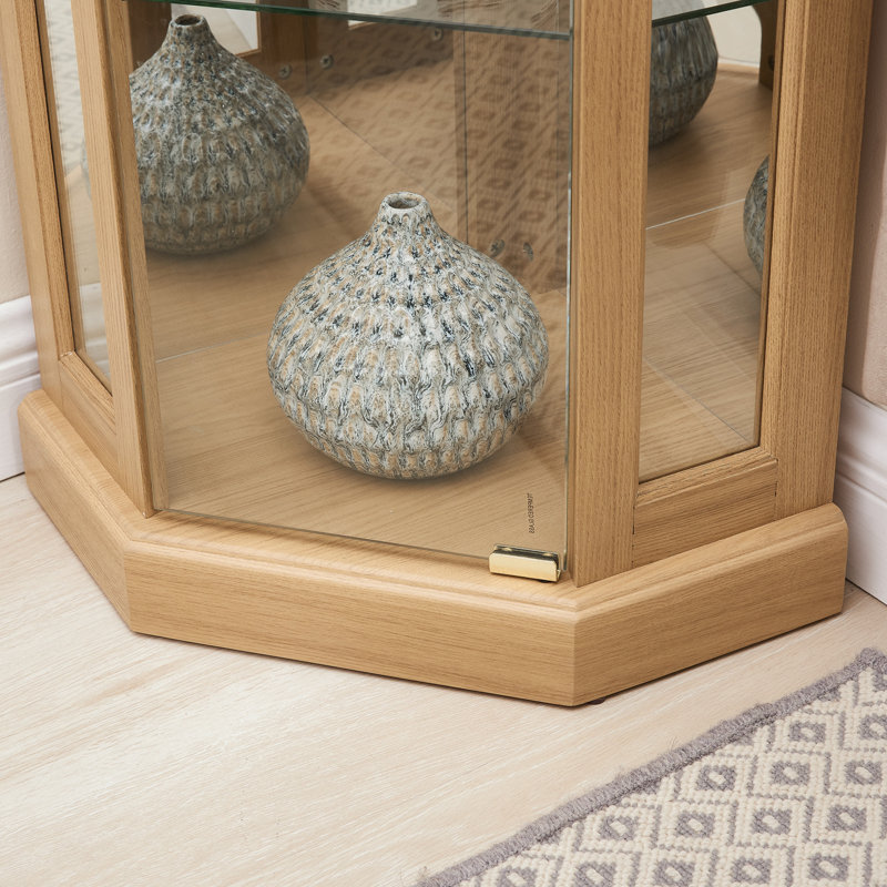 Armoire décorative avec tablettes et porte en verre, Naturel