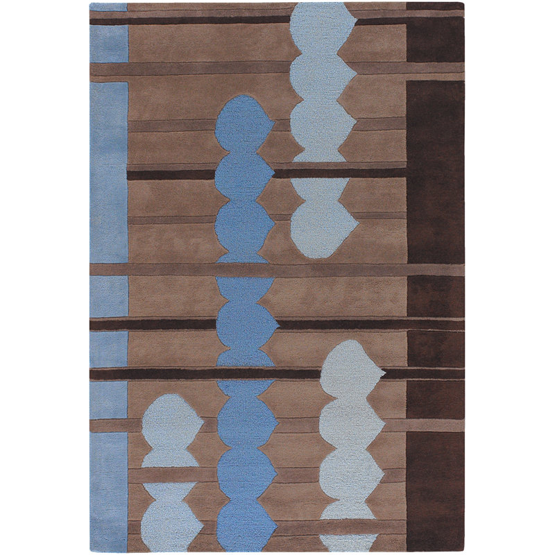 Avalisa Brown/Green Area Rug,  Brown/Blue, Rectangle 2' x 3'