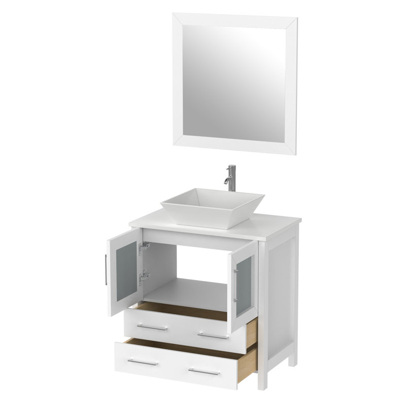 Ensemble de meuble-lavabo simple avec miroir , Blanc, l 30 po