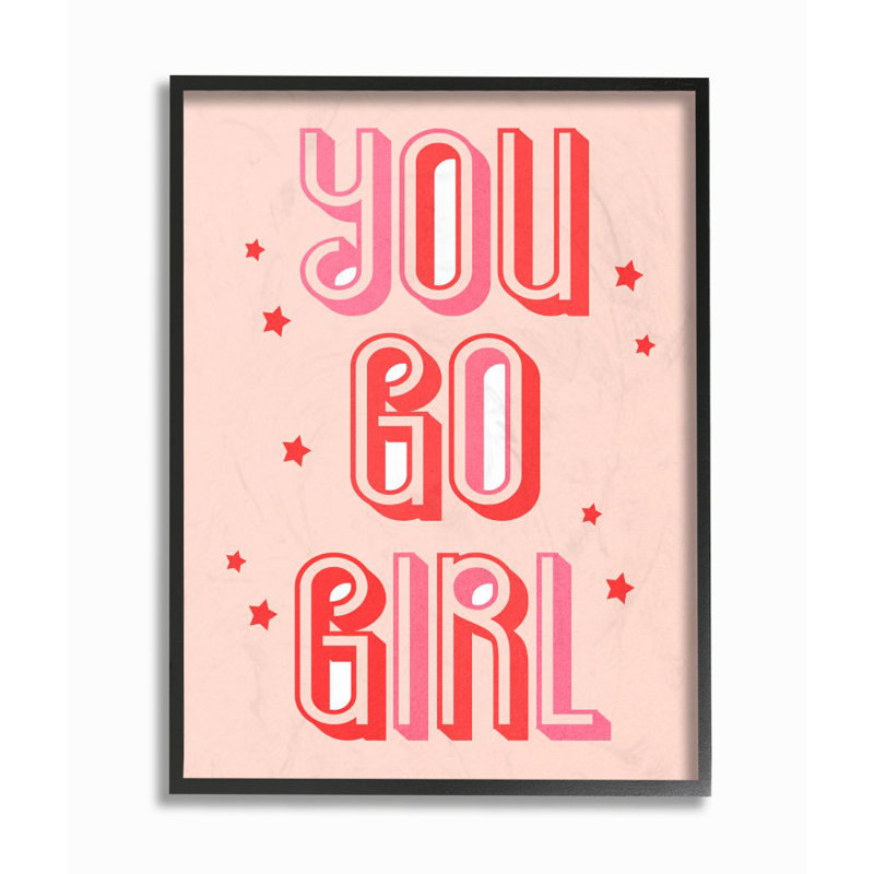 «You Go Girl» par Daphne Polselli, reproduction d'art texturée, H 20 po x l 16 po, Giclée encadrée noir minuit
