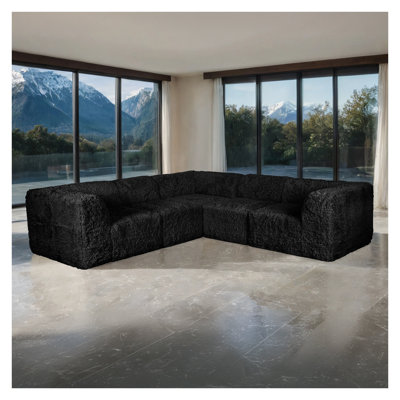 Chaises d'angle sans accoudoirs en mousse à haute densité de couleur sable à densité modulaire 5 pièces Living Room