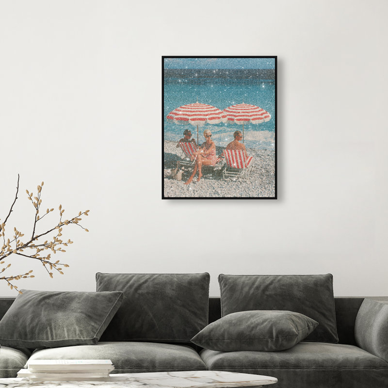 Retro Beach Bliss III Canvas Landscape & Nature Print by Oliver Gal, Black Frame, 16 x 20, 17"H x 21"W, White Floater Frame