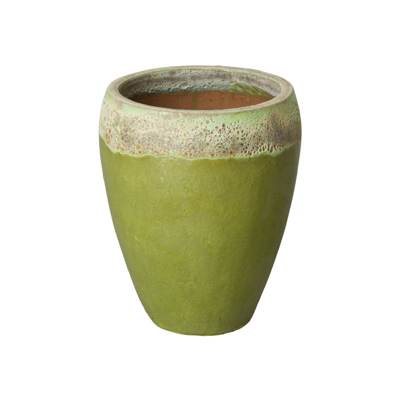 Handmade Ceramic Planter, 20'' H x 16'' W x 16'' D, Lime
