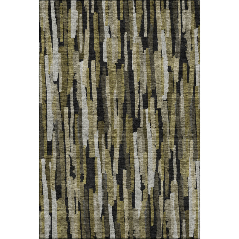 Tapis à rayures de qualité supérieure lavable à la machine Dahl AMF1079, Rectangulaire 8 pi x 10 pi