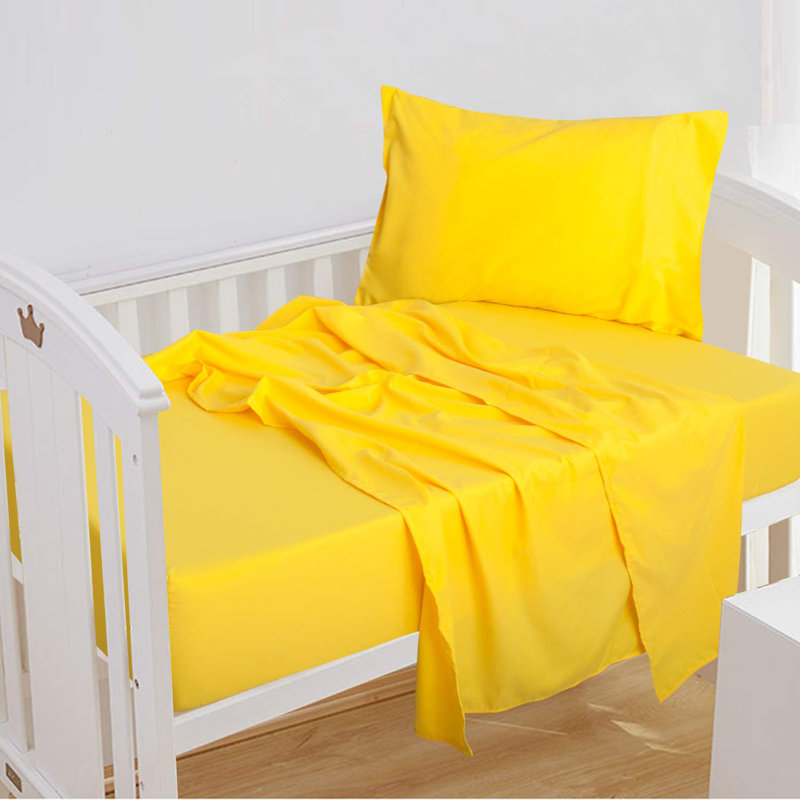 Yellow Microfiber Toddler Crib Sheet Set, 3-Piece