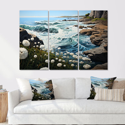 «Wild Beachscape Landscape IV - Coastal Coral Under Water», ensemble d'art sur toile