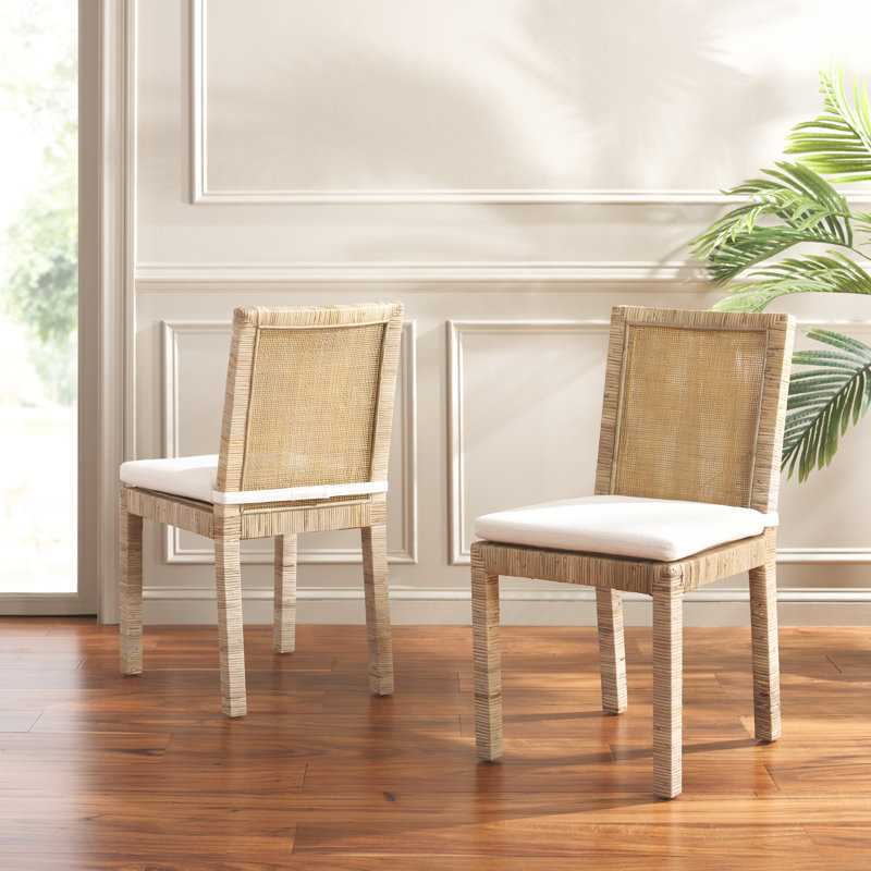 Elaina Woven Side Chair, White, Gray