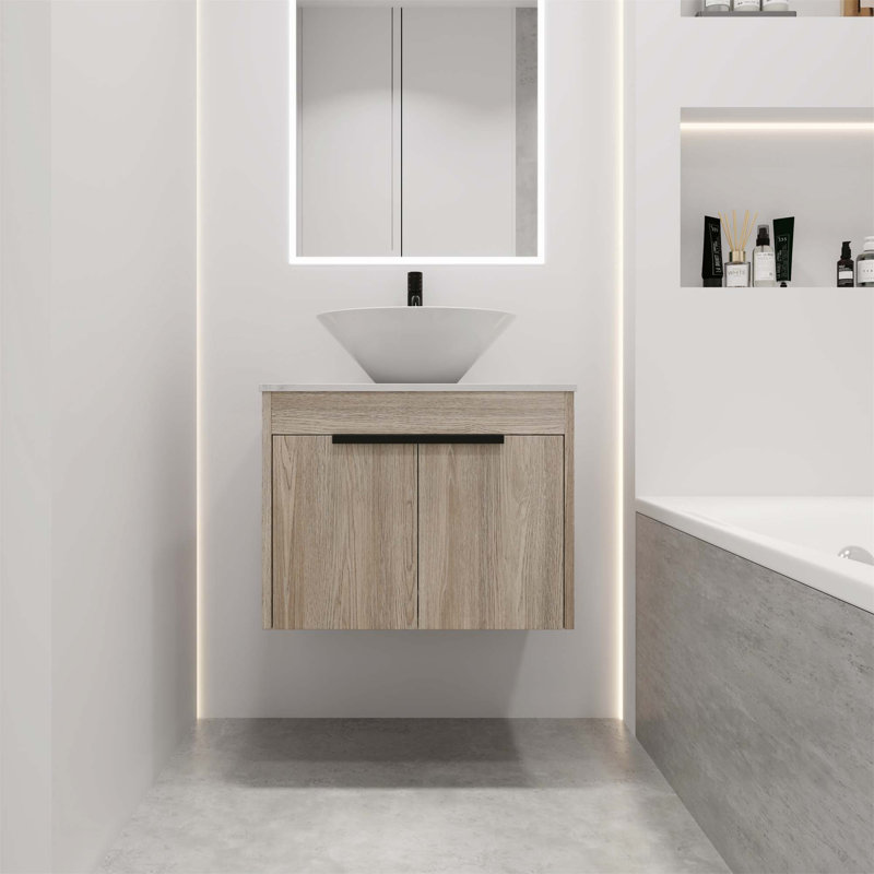Ensemble de meuble-lavabo mural 24 po avec lavabo en céramique 24 po Modern Design
