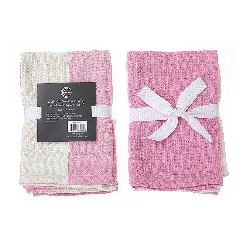 Ensemble de literie double gaufré, Rose