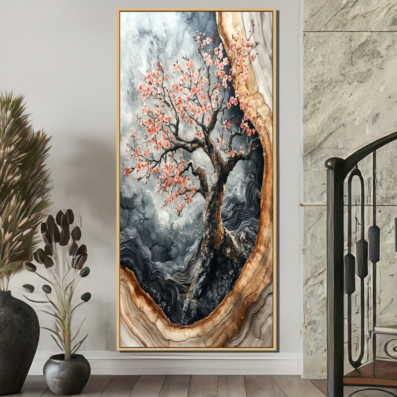 Henry II - impressions murales florales, H 60 po x l 28 po, Reproduction encadrée sans passe-partout, Crème, crème