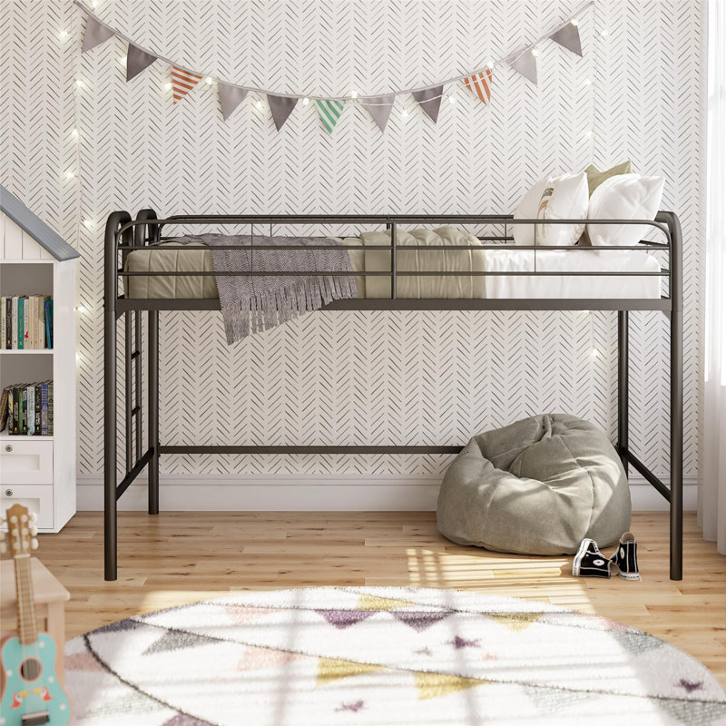 Kaylee Junior Metal Loft Bed, Twin, Black, Black