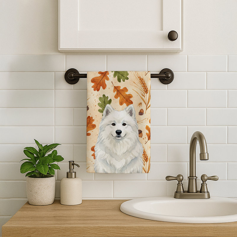Serviette de cuisine blanche Samoyed Heirloom, Samoyède blanc