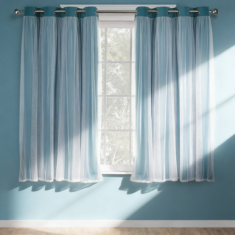 Ensemble de rideaux double couche - Panneaux obscurcissant et occultant avec œillets, isolation thermique écoénergétique, paquet de 2 pour fenêtres d'intérieur