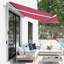 Auvent de terrasse de 10 pi x 8 pi avec résistance à l'eau, cadre en aluminium et fonctionnement manuel, parasol de patio rouge pour balcon, protection de cour, manivelle, terrasse, balcon