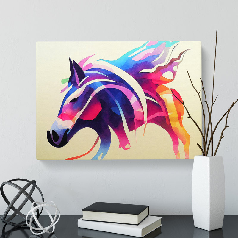 Watercolour Horse Vol.5 Abstract - Wrapped Canvas, 40cm H x 60cm W x 3cm D