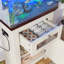 Support pour aquarium 10-15, support d'aquarium avec prises de courant, capacité de 198 lb, table d'aquarium avec armoire de rangement et tiroir, table d'aquarium pour support de terrarium de reptile
