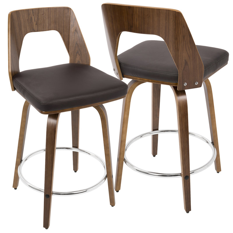 Bezu Swivel Upholstered Counter Stool, Counter Stool (24" Seat Height), Brown