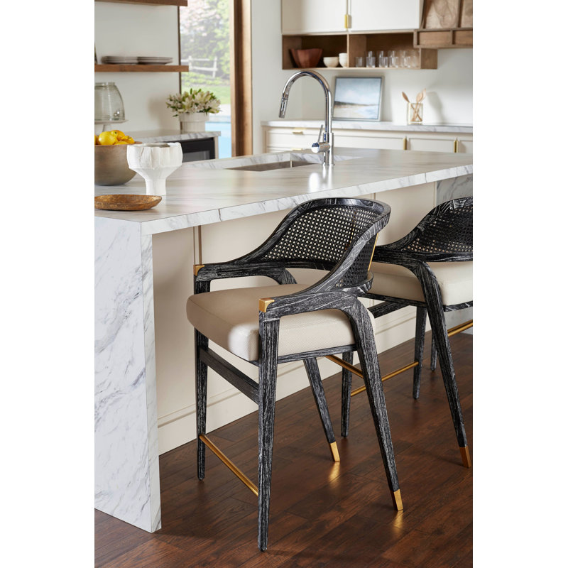 Edward Upholstered Stool, Black