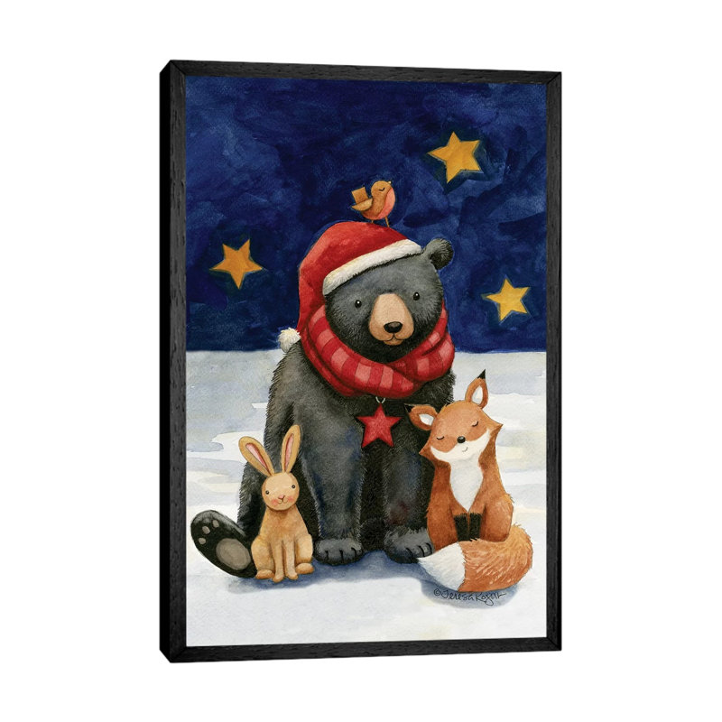 Black Bears Buds 1 Piece Painting on Canvas, 66.04cm H x 45.72cm W x 3.81cm D, Black Floater Framed