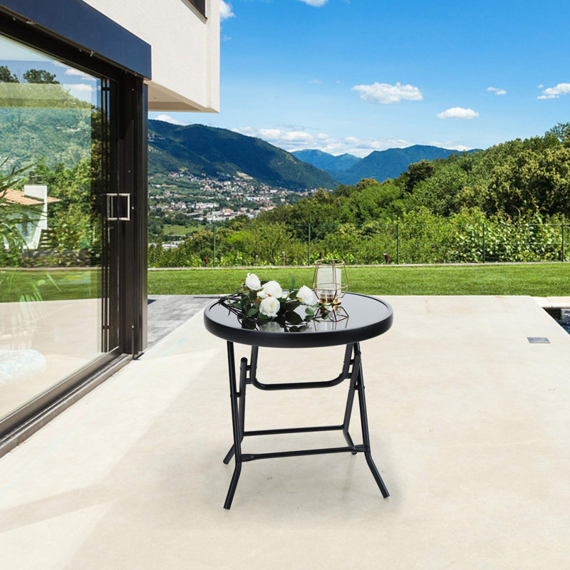 Straitson Round Metal Folding Outdoor Side Table , 46cm cm W 46cm cm D