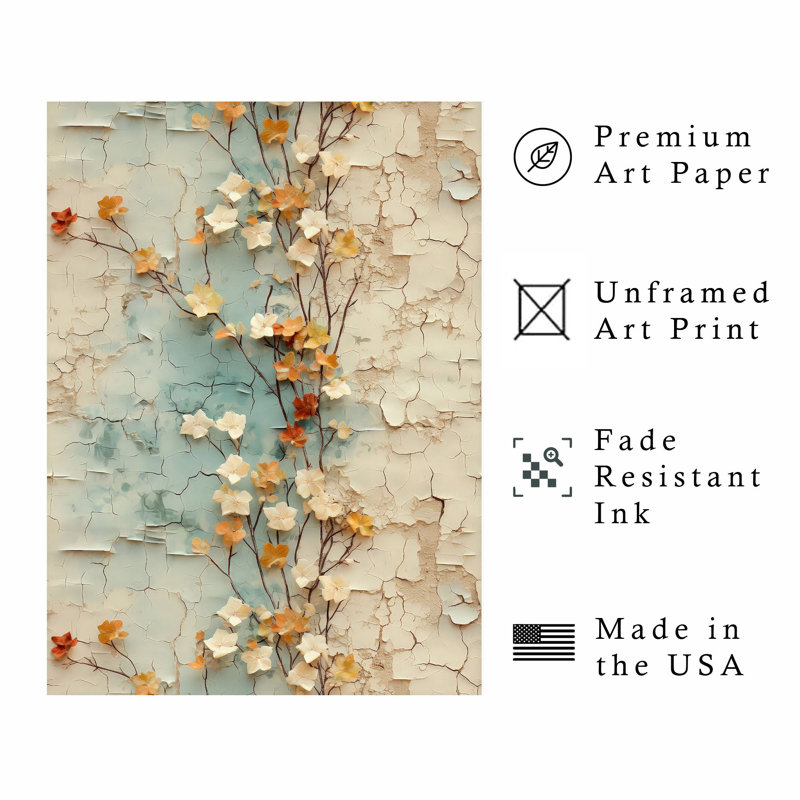 Fleurs florales et peinture, impression d'art asiatique sans cadre, H 36 po x l 24 po