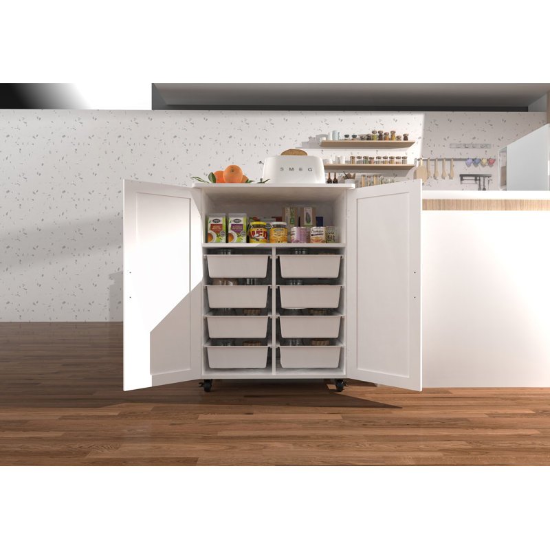 Armoire de rangement, grande capacité de rangement avec 4 roulettes robustes