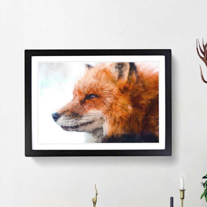 Profile of a Red Fox - Framed Print, Black Framed, 62cm H x 87cm W x 2cm D