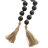 Glass Handmade Round Beaded Black Garland with Tassel with Knotted Brown Jute