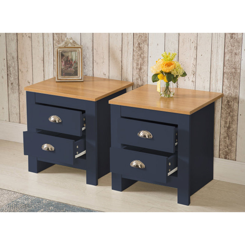 Amarelis 45cm W Manufactured Wood Bedside Table, Blue