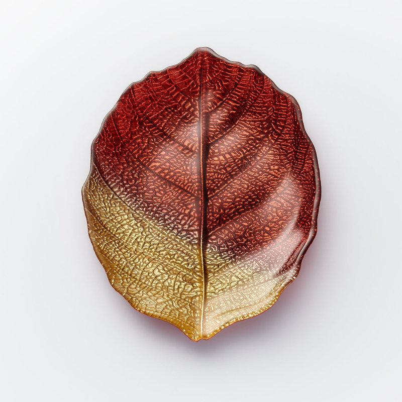Annajulia Glass Decorative Plate 1, Red/Gold