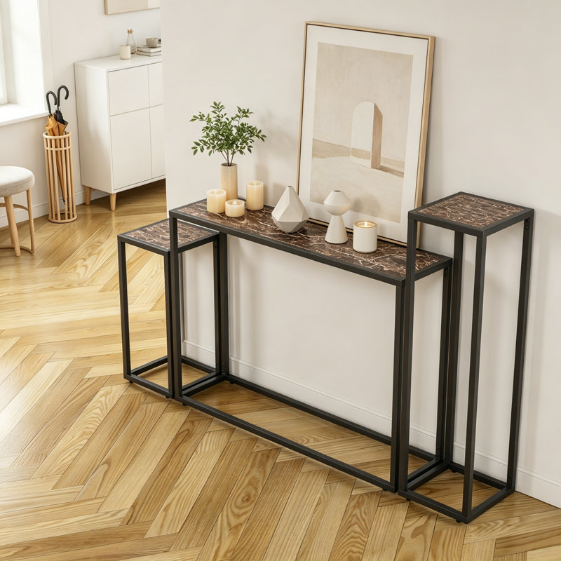 Ensemble 3 pièces de console étroite avec structure en métal