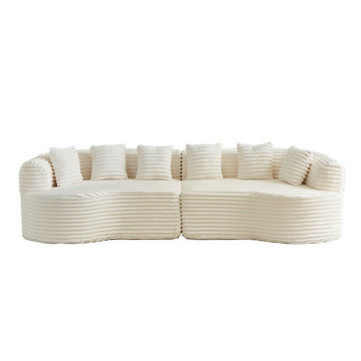 Compression Cloud Sectionals, Corduroy Modern Curved Sofa For Home